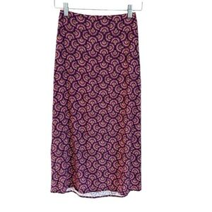 Marine Layer Ryan Midi Slip Skirt Fan Block Print 0 NWT Spring Contemporary